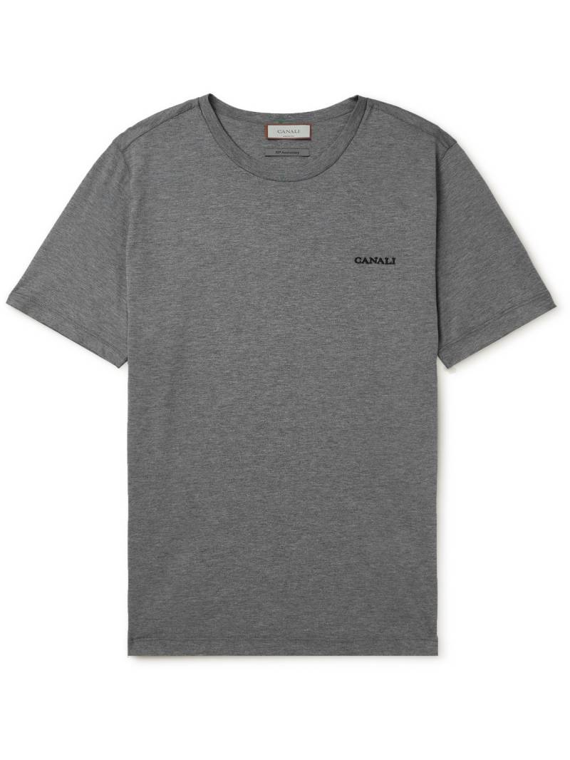 Canali - Logo-Embroidered Printed Cotton and Silk-Blend Jersey T-Shirt - Men - Gray - IT 52 von Canali