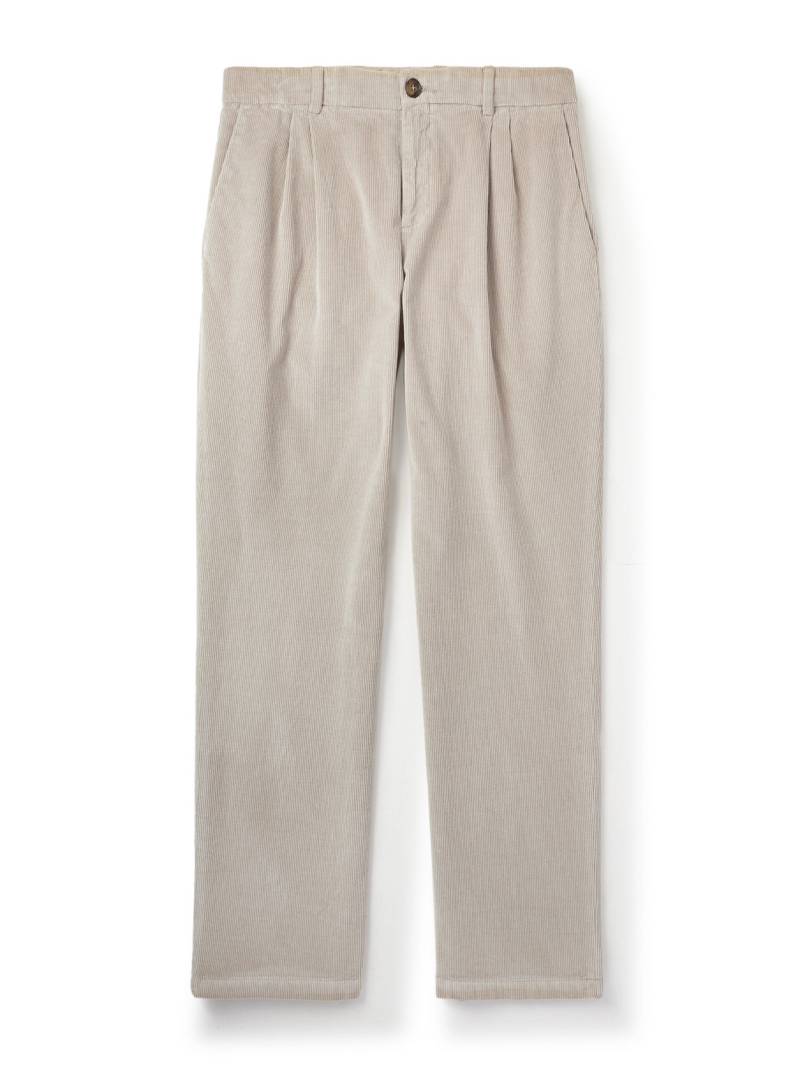Canali - Straight-Leg Garment-Dyed Stretch Cotton And Modal-Blend Corduroy Trousers - Men - Neutrals - IT 60 von Canali