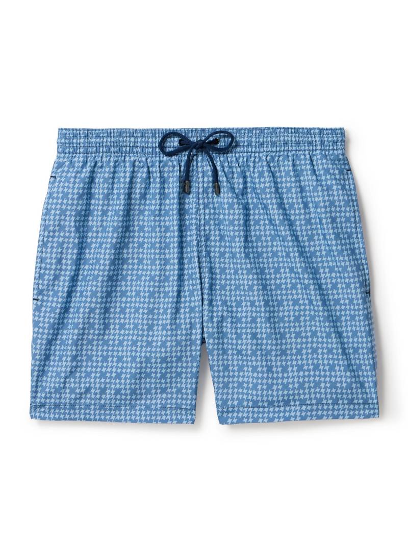 Canali - Straight-Leg Mid-Length Houndstooth Swim Shorts - Men - Blue - XL von Canali