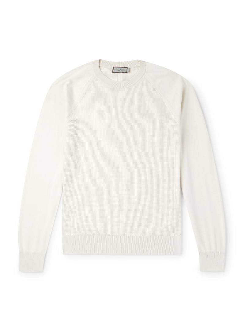 Canali - Waffle-Knit Cotton and Silk-Blend Sweatshirt - Men - Neutrals - IT 60 von Canali