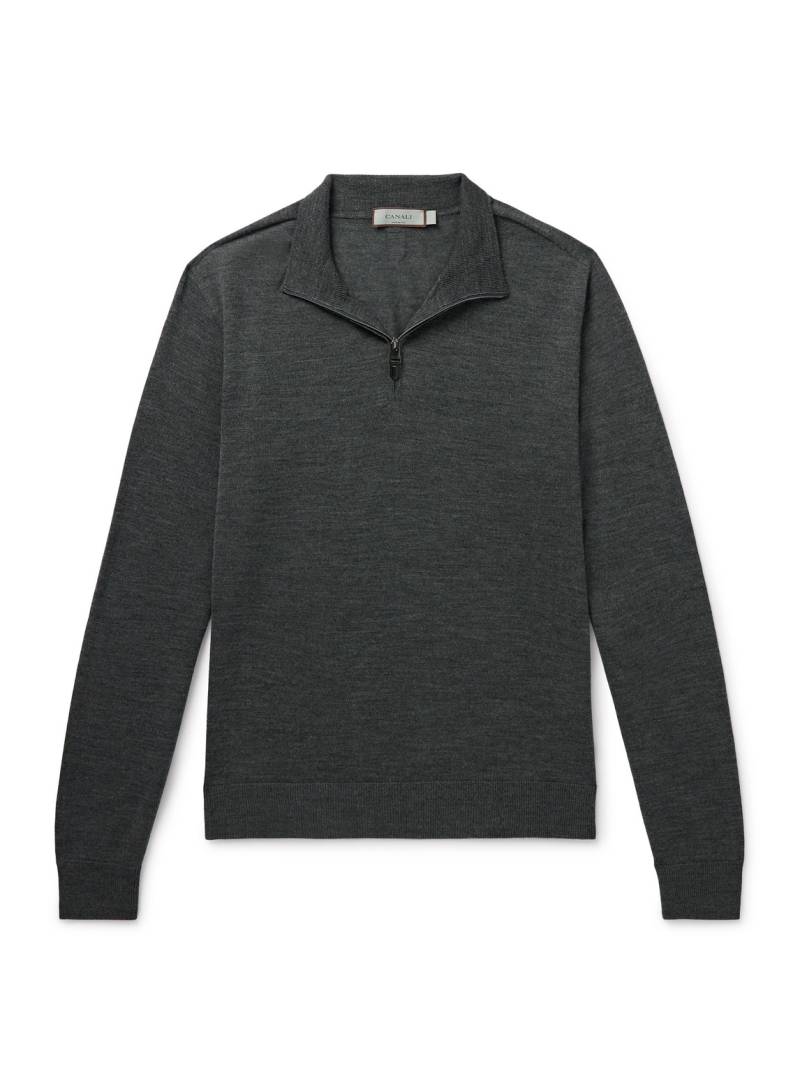 Canali - Wool Half-Zip Sweater - Men - Gray - IT 48 von Canali