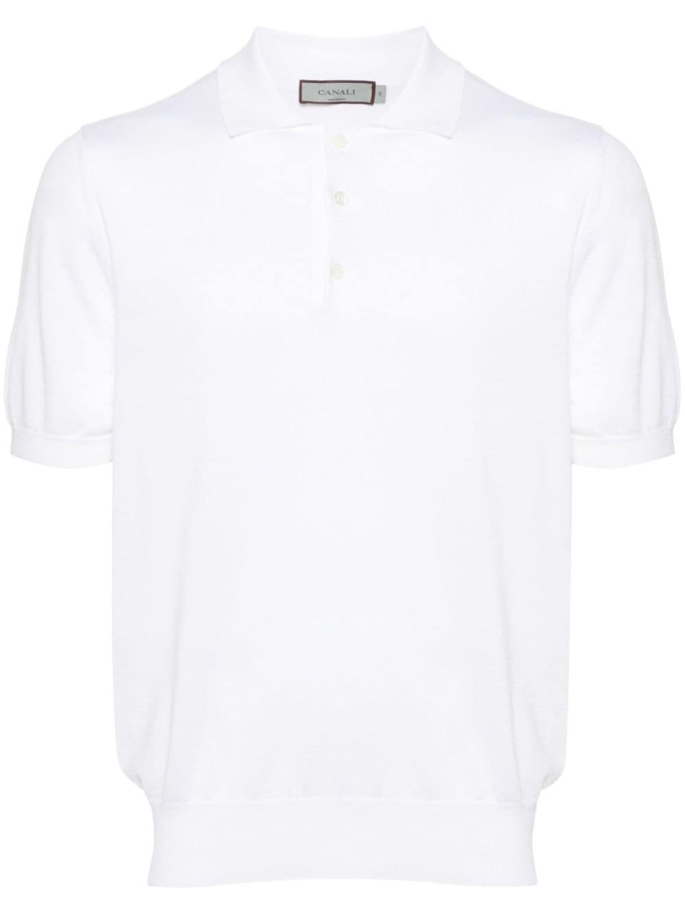 Canali Gestricktes Poloshirt - Weiß von Canali