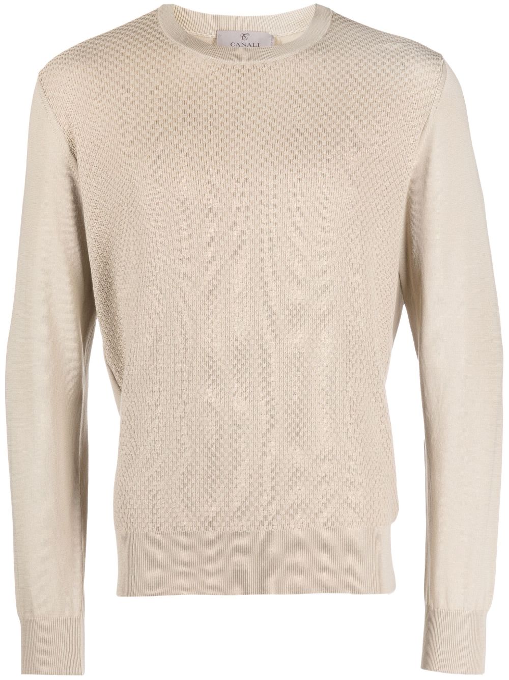 Canali Intarsien-Pullover mit rundem Ausschnitt - Nude von Canali