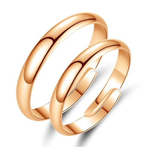 1 Paar Damen Herren Partnerschaftsringe Verlobungsringe 925er Silber Mode Einfache Stil Memoir-Ringe Hochzeit Trauringe Öffnen Rose Gold Band ring Verstellbar,Hypoallergen von Canarea