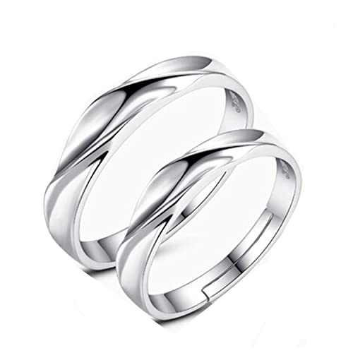 1 Paar Damen Herren Partnerschaftsringe Verlobungsringe 925er Sterling Silber Einfache Cross Liebe Ewig Symbol Memoir-Ringe Hochzeit Band ring Öffnen Trauringe Hypoallergen Verstellbar von Canarea