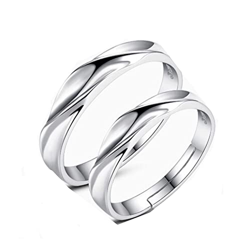 1 Paar Damen Herren Partnerschaftsringe Verlobungsringe 925er Sterling Silber Einfache Stil Hochzeit Memoir-Ringe Trauringe Band ring Verstellbar Hypoallergen von Canarea