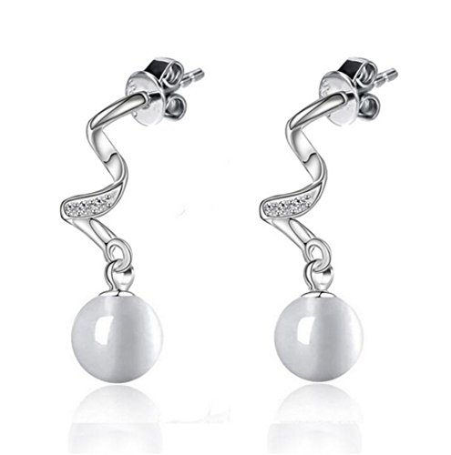 1 Paar Damen Mädchen Ohrringe ohrhänger ohrstecker 925er Sterling Silber Mit Zirkonia Perlen Lange Unregelmäßig-Form Sterne Glitzer Hoop Studs Hochzeit Party Ohrschmuck Hypoallergen von Canarea