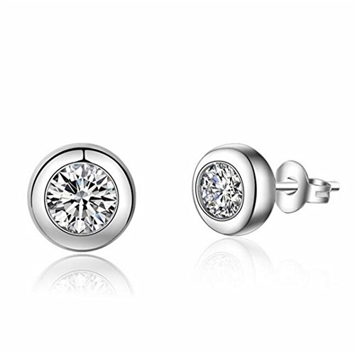 1 Paar Damen Mädchen Ohrringe ohrstecker Silber 925er Sterling Mit Zirkonia Lange Asymmetrie Herz Runde Kirschen Süß ohrhänger Studs Ohrschmuck für Frauen Freundin Mutter Tochter, Hypoallergen von Canarea