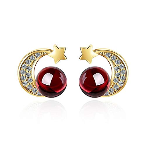 1 Paar Damen Mädchen ohrringe silber 925 Ohrstecker, mit Zirkonia glitzer Perle Sterne Mond Golden Klein Studs,Mode Ohrsckmuck für Frau/Freundin/Tochter, von Canarea