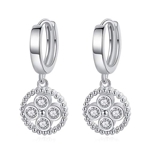 1 Paar Damen Mädchen ohrringe silber 925 creolen mit Zirkonia Runde Anhänger Glitzer Mode Hoop Studs ohrhänger,für Frau/Freundin/Tochter von Canarea