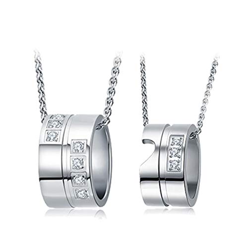 1 Paar Kette Damen Herren Halskette 925 Sterling Silber mit Anhänger Zirkonia Glitter unendliche Ring Ewig Liebe Symbol Charm Kurz Y-Kette Collier für Frauen Männer Hypoallergen von Canarea