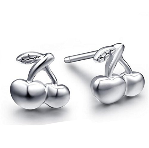 1 Paar Ohrringe Damen Mädchen ohrstecker Silber 925er Sterling Schmetterlinge Fleur Ball Kirschen Herz Kristall Kugel Ohrschmuck Klein Studs Hypoallergen von Canarea