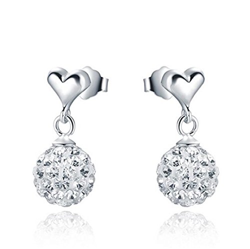 1 Paar Ohrringe Damen Mädchen ohrstecker Silber 925er Sterling Schmetterlinge Fleur Ball Kirschen Herz Kristall Kugel Ohrschmuck Klein Studs Hypoallergen von Canarea