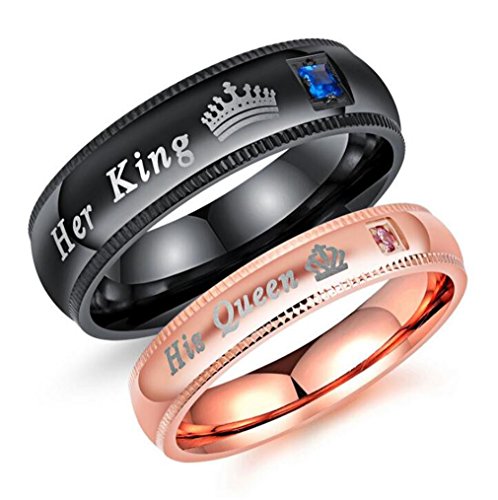 1 Paare Verlobungsringe Partnerschaftsringe Trauringe Damen Herren Paar Titanstahl Hypoallergen mit Zirkonia Gravur KING QUEEN Ring-Schmuck Hochzeit Trauringe Memoir-Ringe von Canarea