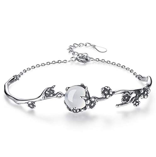 1 Pcs armband frauen Silber 925 Mode Retro Pflaumenblüte Blumen Armreif Einfache Charm-Armbänder Edel Geburtstage Geschenke für Frauen Mama Freundin von Canarea