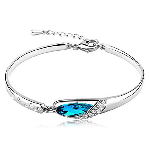 1 Pcs armband frauen Silber 925 mit Blau Zirkonia Mode Tropfen Glitzer Armreif Charm-Armbänder Einfache Geburtstage Geschenke für Frauen Mama Freundin von Canarea