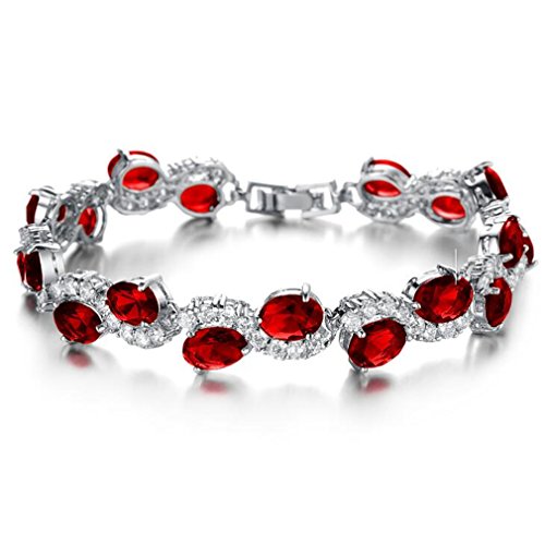 Canarea Armband Damen Mädchen Frauen armreif Platin Silber Allergikerfrei mit AAA Zirkonia Unendliche Symbol Edel Modeschmuck Braut Charm Armkettchen,Valentinstag Geburtstagsgeschenk (Rot) von Canarea