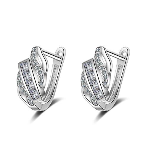 Canarea 1 Paar Damen Mädchen ohrringe silber 925 Glitzer Zirkonia Mode U-Form Einfache creolen Hoop für Frau/Freundin/Tochter von Canarea