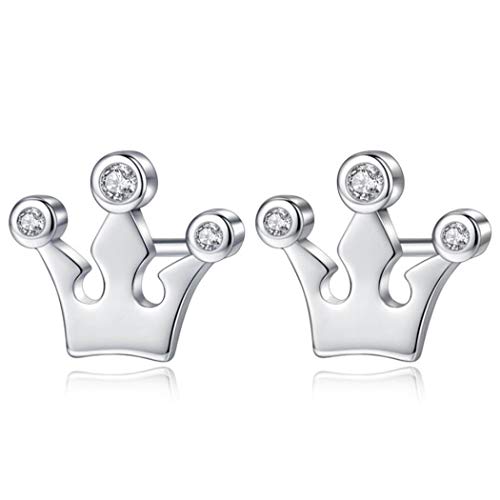 Canarea 1 Paar Damen Mädchen ohrringe silber 925 Mode Glitzer Studs einfache Krone Klein Studs Ohrstecker Ohrschmuck von Canarea