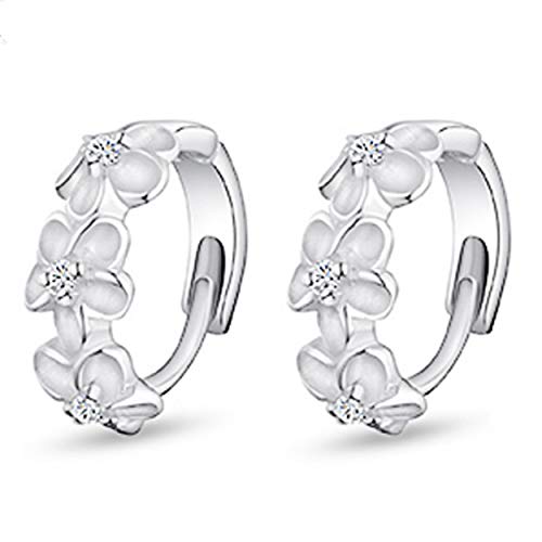 Canarea 1 Paar Damen Mädchen ohrringe silber 925 creolen, mit AAA Zirkonia Blumen Studs Hoop,für Frau/Freundin/Tochter von Canarea