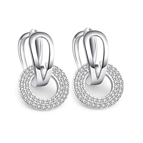 Canarea 1 Paar Damen Mädchen ohrringe silber 925 creolen AAA Zirkonia mit Ring Anhänger glitzer einfache Süss Hoop Mode Edel Ohrstecker als Jahrestag Geschenke von Canarea