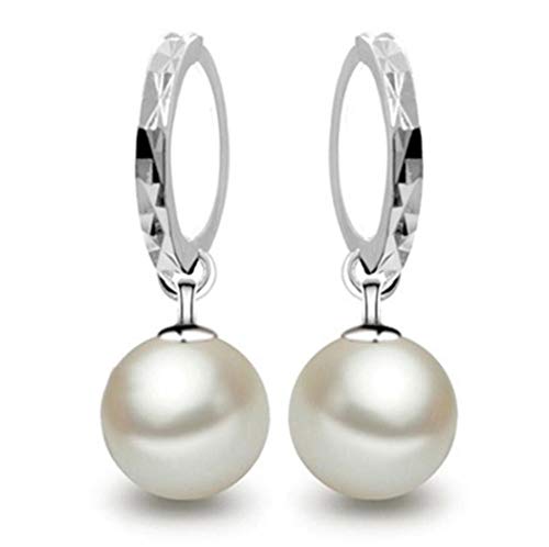 Canarea 1 Paar Damen Mädchen ohrringe silber 925 einfache Perlen creole Mode Hoop Ohrschmuck Perfeck als Geschenke von Canarea