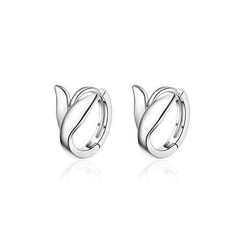 Canarea 1 Paar ohrringe Damen Mädchen creolen silber 925 Mode einfache Kleine Fischschwanz Hoop Ohrstecker Mode Ohrschmuck Perfekt für Tochter Freundin von Canarea