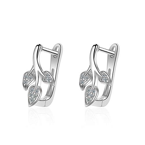 Canarea 1 Paar ohrringe Damen Mädchen creolen silber 925 Zirkonia glitzer U-Form einfache Kleine Blätter Süss Hoop Ohrstecker Mode Ohrschmuck von Canarea