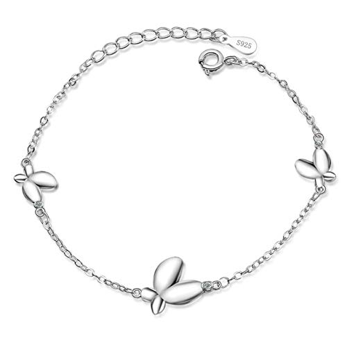 Canarea 1 Pcs Armband Damen Mädchen Silber 925 Einfache Schmetterling Süss Mode Charm-Armreif Armschmuck für Frauen Tochter Verstellbar Canarea 1 Pcs Armband Damen Mädchen Silber 925 Einfache Schmetterling Süss Mode Charm-Armreif Armschmuck für Frauen Tochter Verstellbar von Canarea