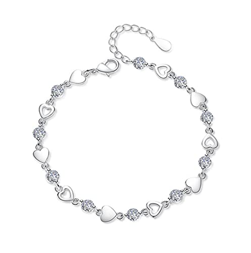 Canarea Armband silbert 925 Damen AAA Zirkonia Herz Unendliche Symbol Charm-Armreif Armkettchen Für Mädchen Freundin Einstellbar von Canarea