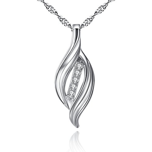 Canarea Chain Damen Halskette mit Anhänger 925 Sterling Silber mit Zirkonia mit Erbsen Hypoallergen Twist - Fashion A Short Muttertag Y-Shaped Necklace von Canarea