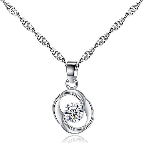 Canarea Chain Damen Halskette mit Anhänger 925 Sterling Silber mit Zirkonia mit rotierendem Love Anhänger Hypoallergen A Short Muttertag Christmas Y Halskette Damen Schmuck Geschenk von Canarea