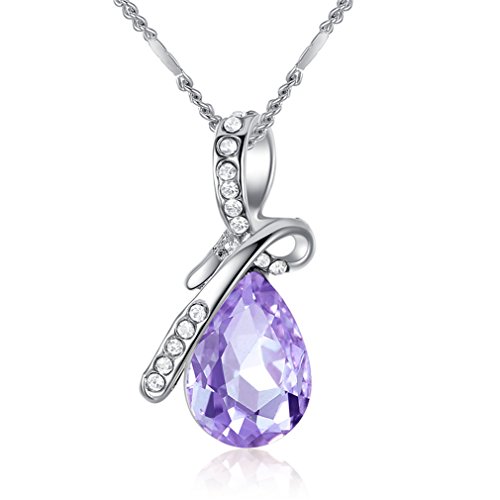 Canarea Damen/Mädchen Kette mit Anhänger 925 Silber mit Zirkonia Wassertropfen Saphir Amethyst Anhänger, von Canarea