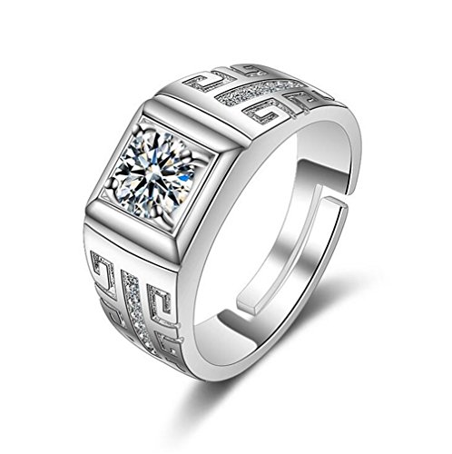 Canarea Damen Herren Frauen Ringe Silber 925 Sterling Öffnungsring mit Zirkonia Vintage Partnerringe Freundschaftsringe Eheringe Trauringe Verstellbar von Canarea