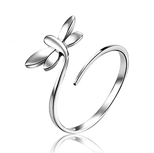 Canarea Damen Mädchen Ringe 925er Sterling Silber Libelle Verstellbar Zeigefinger-Ring Hypoallergen von Canarea