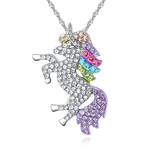 Canarea Damen und Mädchen Halskette mit Anhänger 925 Silber Zirkonia Einhorn Einhorn Anhänger Glitzer Y Kette Muttertags Geburtstagsgeschenk für Frauen Freundin Tochter Golden von Canarea