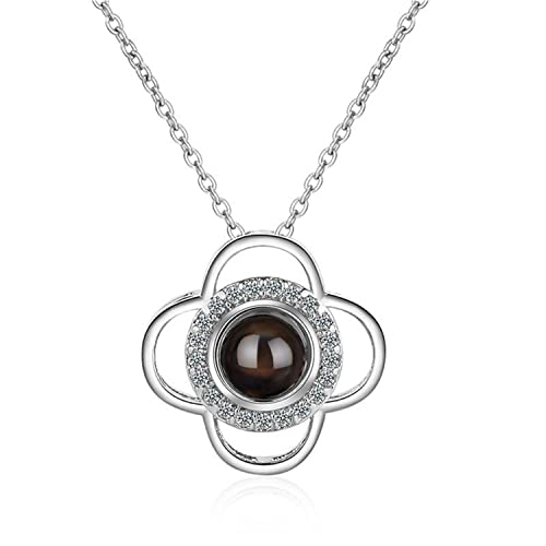 Canarea Halskette Damen 925 Silber mit Anhänger Klee Blumen Glück Glitzer Zirkonia Symbol Mode Sommer Charm Y-Collier Kette (Silber) von Canarea