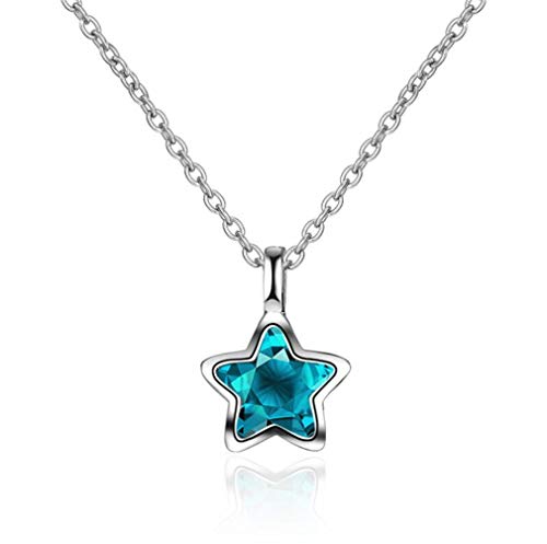 Canarea Kette Damen Mädchen Halskette 925 Sterling Silber,mit Anhänger Kristall Blau Sterne Kurz Collier Y-Kette modeschmuck für Frauen Freundin Geburtstag von Canarea