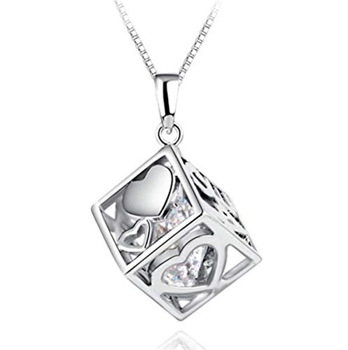 Canarea Kette Damen mädchen Halskette 925 Sterling Silber mit Anhänger Love Würfel Unendliche Symbol Charm Kurz Y-Kette Mode Collier für TochterFreundin Hypoallergen von Canarea