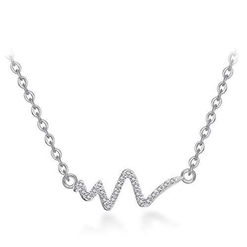 Canarea Kette Damen mädchen Halskette 925 Sterling Silber mit Anhänger mode Herzschlag-Note Liebe Symbol Glizter Zirkonia Charm Kurz Y-Kette schmuck von Canarea