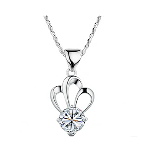 Canarea Kette Damen mädchen mit Anhänger Sterling Silber 925er mit Diamant Krone Prinzessin Mode Hypoallergen Y-Kette (Weiss) von Canarea