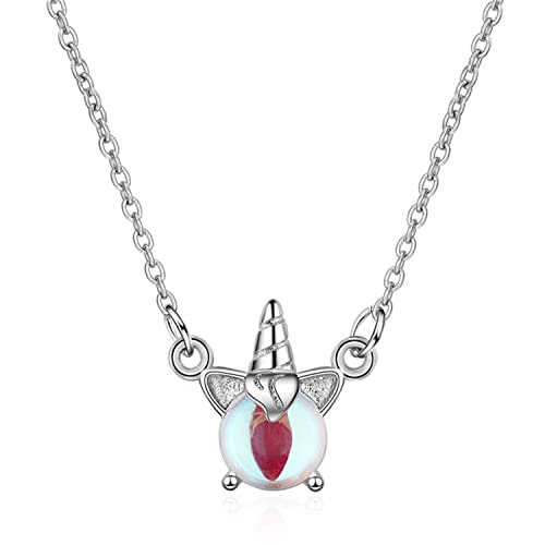 Canarea Kette mit 925er Silber Anhänger Einhorn Stil Opal Mode Halskette von Canarea
