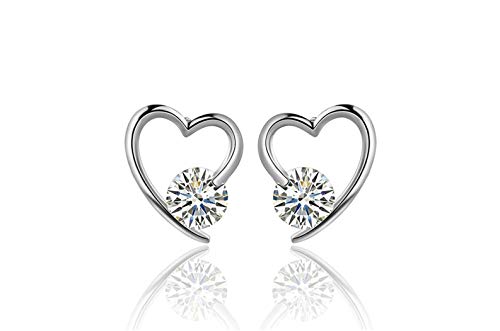 Canarea Ohrringe 925 Versilbert Ohrstecker Damen Herz Glitzer Zirkonia Studs Ohrschmuck Geschenk für Damen/Frau/Freundin/Tochter von Canarea