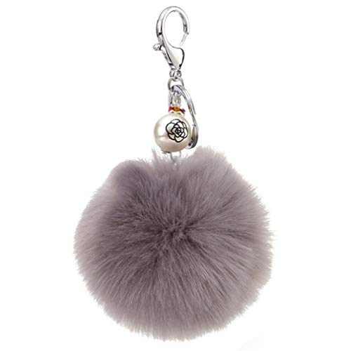 Canarea Schlüsselanhänger plüsch Ball Taschenanhänger Perle Bommel Keychain Elegant Plüsch-Kugel Auto-Anhänger Pompom Weich Schlüsselring, (4) von Canarea