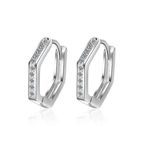 Canarea Unisex Damen Herren ohrringe creolen silber 925 einfache Glitzer Zirkonia Hoop Mode Ohrstecker für Frauen Mädchen von Canarea