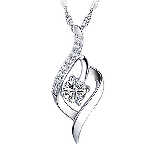 Canarea Y-Kette Damen Mädchen mit Anhänger Silber 925er Twist Linien Elegant mit AAA Zirkonia Halskette von Canarea