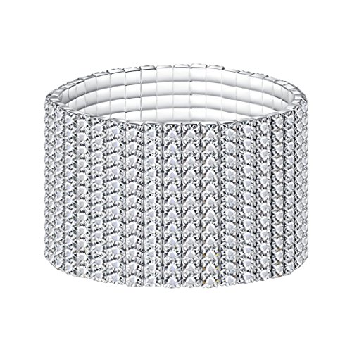 Damen Mädchen Frauen Armband armreif Elastische Strasssteine Mode Glitzer Armschmuck Charm Armkettchen Brautschmuck Verstellbar (12 Reihe) von Canarea