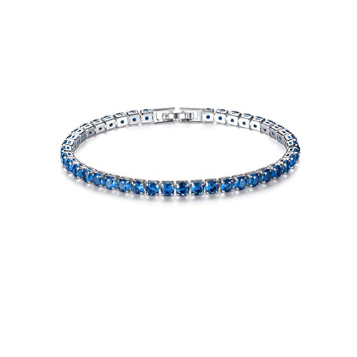 Damen Mädchen Frauen armband armreif Wickelarmbänder Versilber Glitzer Zirkonia Mode Armschmuck Charm Armkettchen Brautschmuck Verstellbar (1-Blau) von Canarea