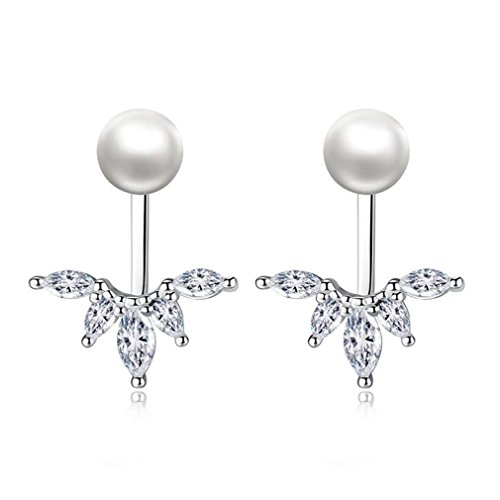 Front-Back-Ohrringe Damen Mädchen ohrstecker 925er Sterling Silber Mit Zirkonia Perle Pfau Schwanz Edel Studs Spike Party Ohrschmuck Hypoallergen für Frauen Freundin von Canarea