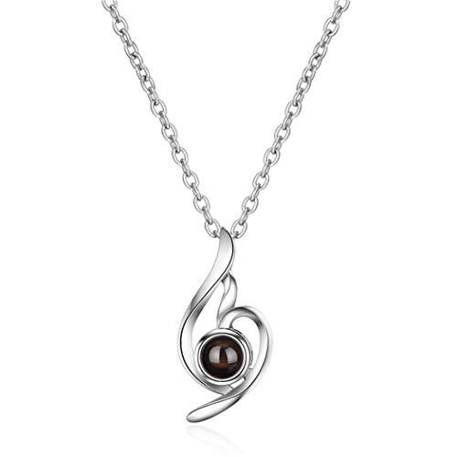 Halskette Damen Mädchen mit Anhänger Silber 925er Schwarz Perle Herz Unendliche Liebe Kurz Y-Kette Charm Collier für Frauen Freundin freundschaft geschenk Schmuck (Silber) von Canarea